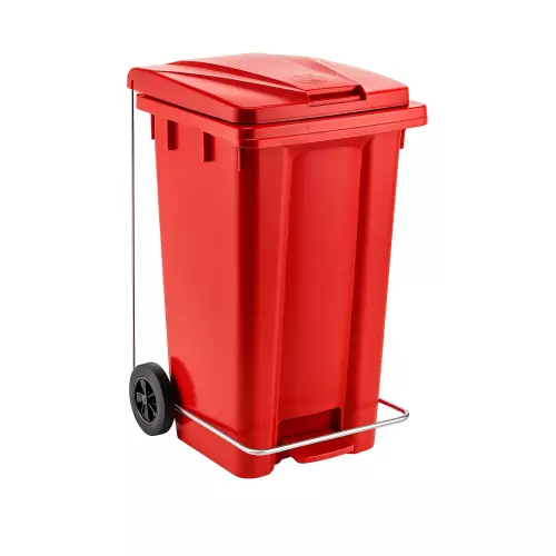 Çöp ve Atık Konteyner Pedallı Kırmızı - 240 Litre