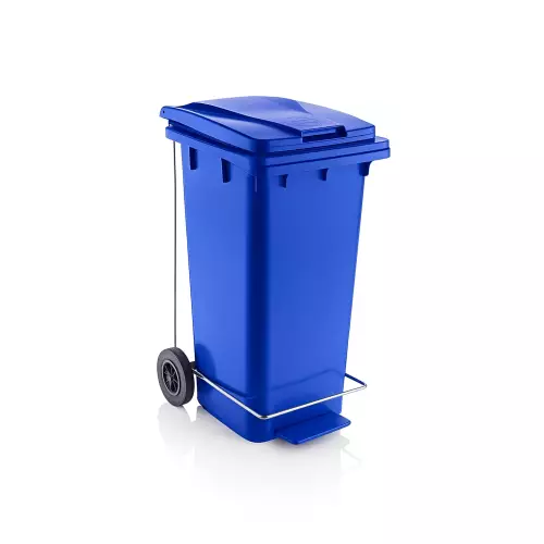 Çöp ve Atık Konteyner Pedallı Mavi - 120 Litre