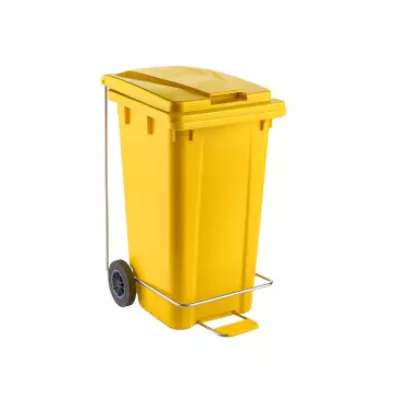 Çöp ve Atık Konteyner Pedallı Sarı - 120 Litre
