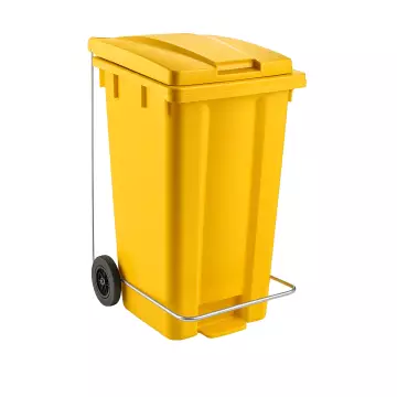 Çöp ve Atık Konteyner Pedallı Sarı - 240 Litre
