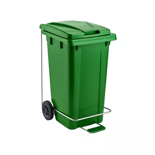 Çöp ve Atık Konteyner Pedallı Yeşil - 120 Litre
