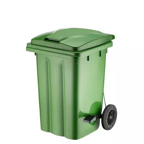 Çöp ve Atık Konteyner Pedallı Yeşil - 90 Litre