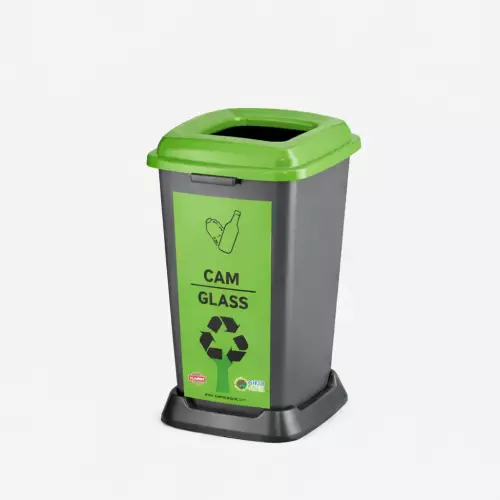 Planet Recycler Cam Geri Dönüşüm Kovası 50 Litre - Cam Atık Kutusu