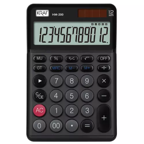 Kraf HM-200 BL Hesap Makinesi Masaüstü 12 Haneli