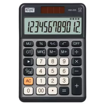 Kraf HM-205 BL Masaüstü Hesap Makinesi 12 Haneli - Koyu Gri