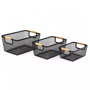 Kraf 493G Perfore Ahşap Saplı Sepet 3'lü Set