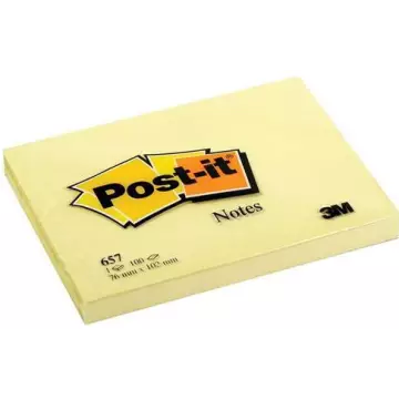 3M Post-it 657 Yapışkanlı Not Kağıdı 76x102 mm Sarı 100 Yaprak