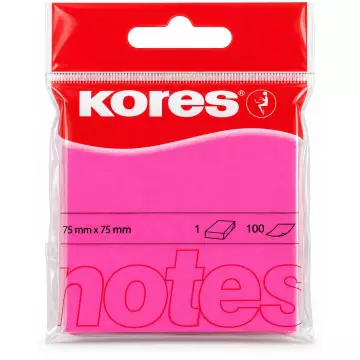 Kores Yapışkanlı Not Kağıdı 76x76 mm Neon Pembe - 100 Yaprak