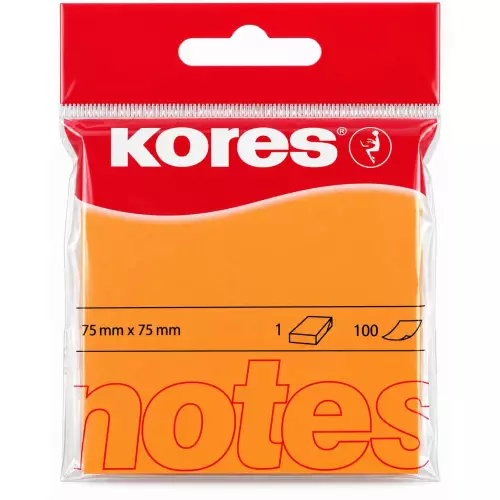 Kores Yapışkanlı Not Kağıdı 76x76 mm Neon Turuncu - 100 Yaprak