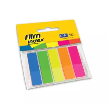 Kraf 1344 Yapışkanlı Not Kağıdı 13x44 Film İndex İşaret Bandı 5 Renk 25 Yaprak