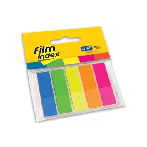 Kraf 1344 Yapışkanlı Not Kağıdı 13x44 Film İndex İşaret Bandı 5 Renk 25 Yaprak