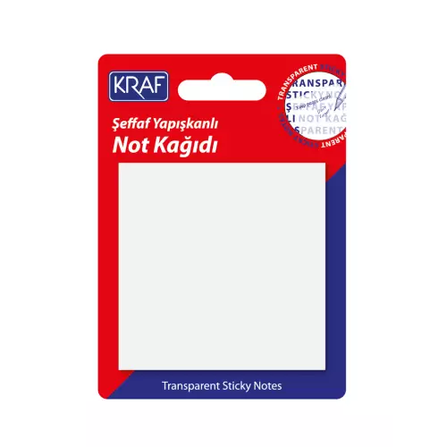Kraf 7676TR Yapışkanlı Not Kağıdı 76x76 mm Şeffaf 50 Yaprak