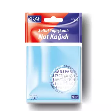 Kraf 7676TR Yapışkanlı Not Kağıdı 76x76 mm Şeffaf Karışık 5 Renk 100 Yaprak