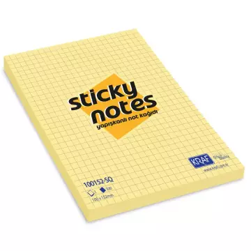 Kraf Yapışkanlı Not Kağıdı 100x152 mm Kareli Sarı - 100 Yaprak (100152-SQ)