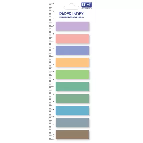 Kraf Yapışkanlı Not Kağıdı 13x44 Film İndex 10 Renk 20 Yaprak