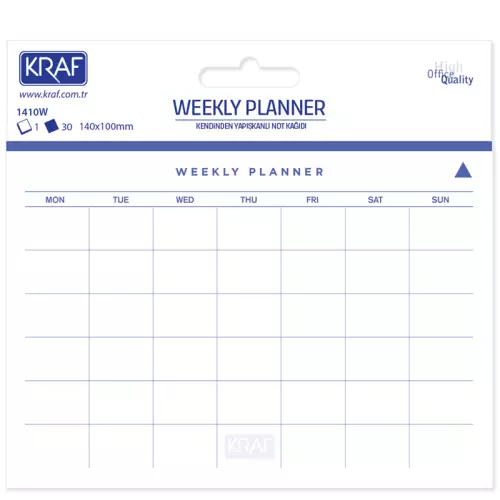 Kraf Yapışkanlı Not Kağıdı 140x100 mm Weekly Planner - Haftalık Plan - 30 Yaprak (1410W)