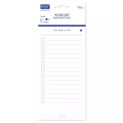 Kraf Yapışkanlı Not Kağıdı 75x150 mm To Do List - Yapılacaklar Listesi - 30 Yaprak (75150)