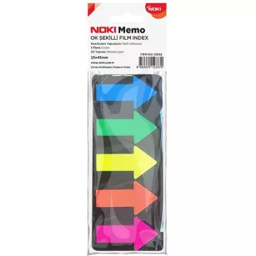 Noki Yapışkanlı Not Kağıdı 25x45 Film İndex Ok İşareti 5 Renk 20 Yaprak (12052)