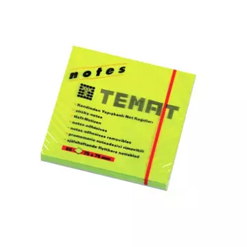 Temat Yapışkanlı Not Kağıdı 75x75 mm Neon Sarı 80 Yaprak