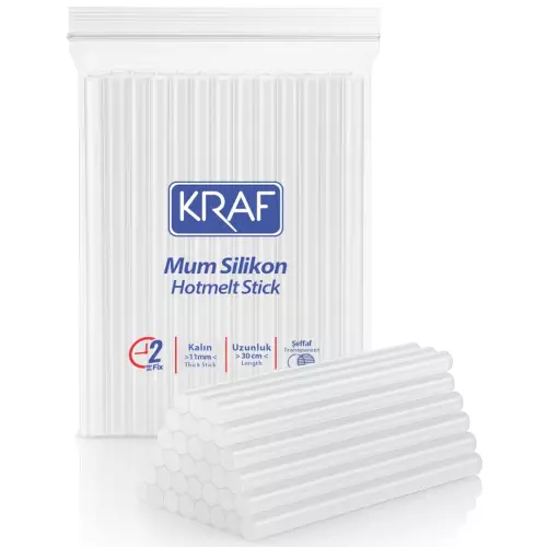 Kraf Silikon Mum Çubuk Şeffaf Kalın 11 mm x 30 cm - 1 kg