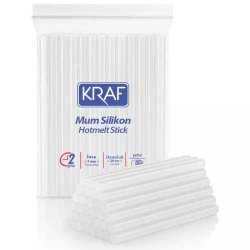 Kraf Silikon Mum Çubuk Şeffaf İnce 7 mm x 30 cm - 1 kg