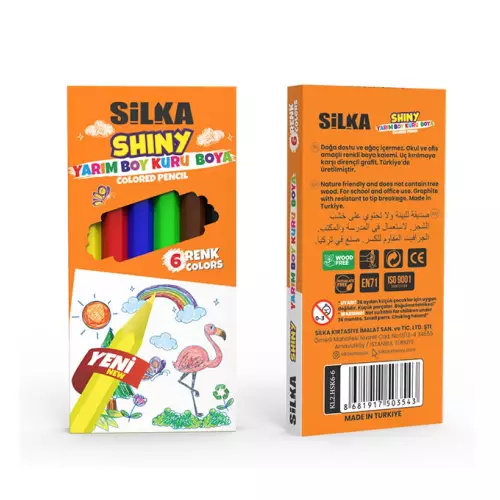 Silka Kuru Boya Kalemi Yarım Boy - 6 Renk