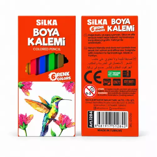 Silka Kuru Boya Kalemi Yarım Boy - 6 Renk