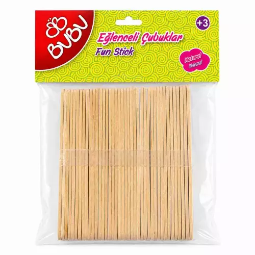 Bu-Bu Eğlenceli Çubuklar Naturel 15 x 1.8 cm - 40 Adet (HS0013)