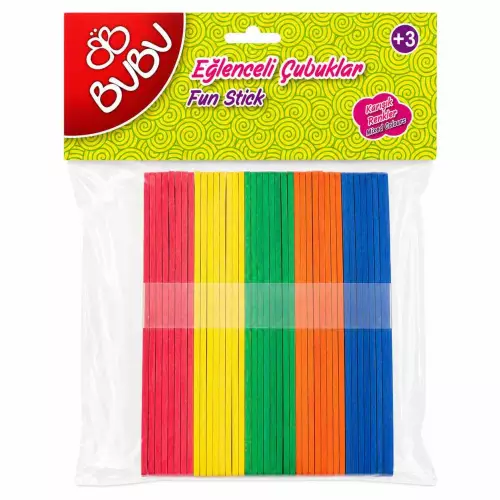 Bu-Bu Eğlenceli Çubuklar Renkler 11.5 x 1 cm - 40 Adet (HS0016)
