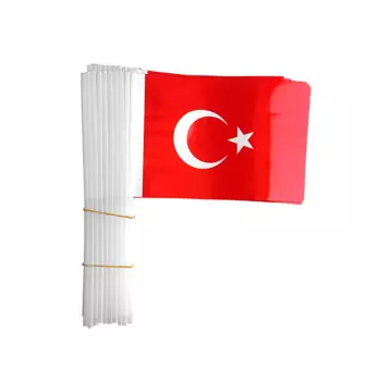 Türk Bayrağı Sopalı 12 cm x 22.5 cm 80'li Paket