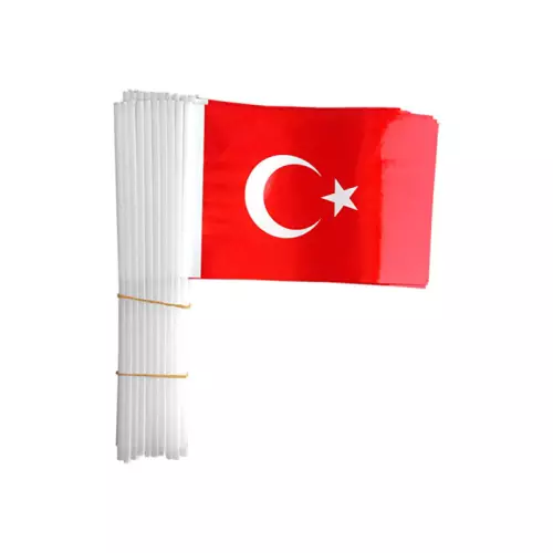 Türk Bayrağı Sopalı 12 cm x 22.5 cm 80'li Paket