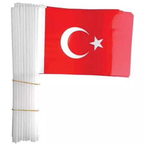 Türk Bayrağı Sopalı Büyük 22 cm x 32 cm 40'lı Paket
