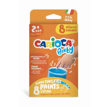 Carioca Bebek Süper Yıkanabilir Parmak Boyası 8 Renk 8x50 ml - (43174)