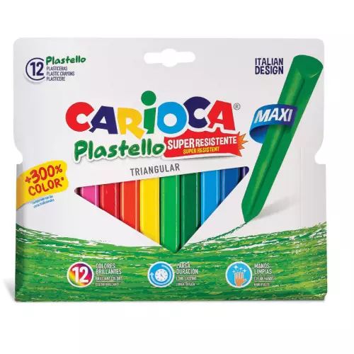 Carioca Jumbo Üçgen Elleri Kirletmeyen Yıkanabilir Pastel Boya Kalemi 12'li (42671)