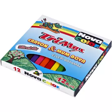 Nova Color Trimax Üçgen Silinebilir Mum Pastel Boya 12 Renk (NC-2117)