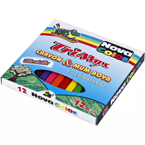 Nova Color Trimax Üçgen Silinebilir Mum Pastel Boya 12 Renk (NC-2117)