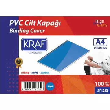 Kraf Cilt Kapağı 160 Mikron A4 Mavi x 100’lü Paket (512G)