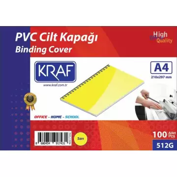 Kraf Cilt Kapağı 160 Mikron A4 Sarı x 100’lü Paket (512G)