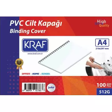 Kraf Cilt Kapağı 160 Mikron A4 Şeffaf x 100’lü Paket (512G)