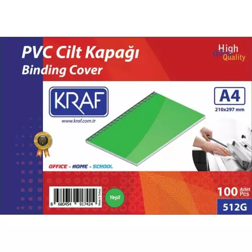 Kraf Cilt Kapağı 160 Mikron A4 Yeşil x 100’lü Paket (512G)