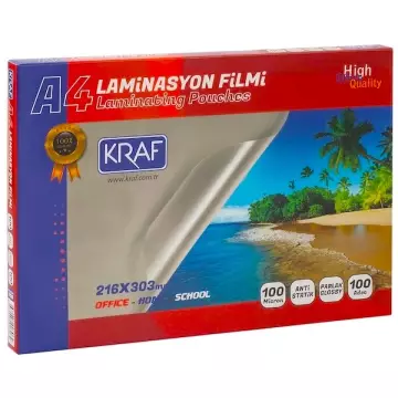 Kraf 2120 Laminasyon Filmi 100 Mikron A4 100’lü