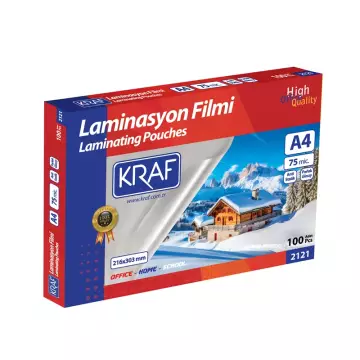 Kraf 2121 Laminasyon Filmi Parlak A4 75 Micron 100'lü