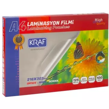 Kraf 2124 Laminasyon Filmi 125 Mikron A4 100’lü