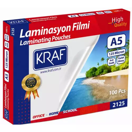 Kraf 2125 Laminasyon Filmi 125 Mikron A5 100’lü