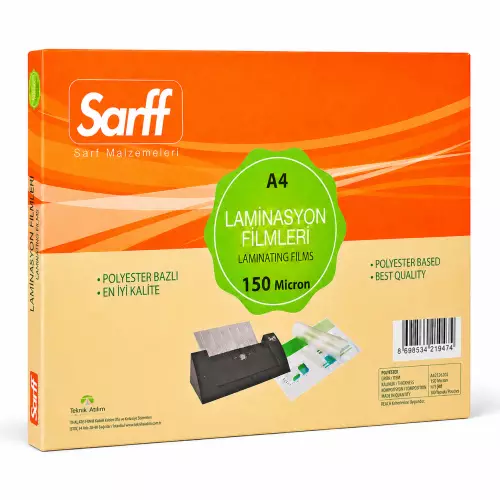 Sarff Laminasyon Filmi 150 Mikron A4 100’lü