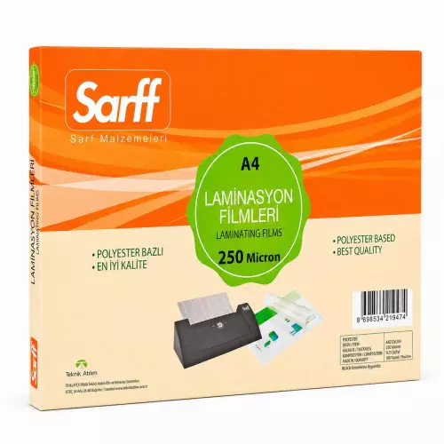 Sarff Laminasyon Filmi 250 Mikron A4 100’lü