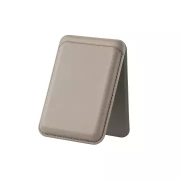 MagSafe Uyumlu Kart Taşıma ve Telefon Standı - Katlanabilir Manyetik Deri Cüzdan - Çöl Altını (Desert Gold)