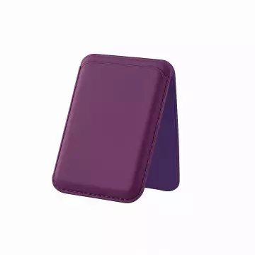 MagSafe Uyumlu Kart Taşıma ve Telefon Standı - Katlanabilir Manyetik Deri Cüzdan - Kiraz Moru (Chery Purple)