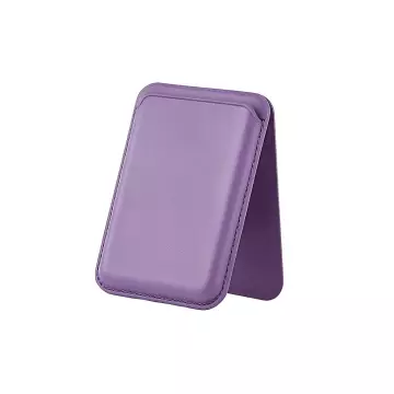 MagSafe Uyumlu Kart Taşıma ve Telefon Standı - Katlanabilir Manyetik Deri Cüzdan - Taro Moru (Taro Purple)