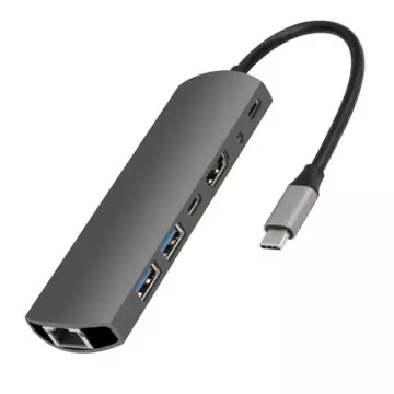 Vcom CU465 USB Type C TO HDMI+USB3.0*2+RJ45+Audio+USB-C+PD Çoklayıcı